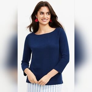 LOFT Harbor Tee 3/4 Sleeve Light Sweater Navy, XS